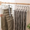 thumbnail image 1 of EASTIN 2Pcs Pants Hanger 6 Layers Space Saving Pants Hangers Stainless Steel Trouser Hanger Multiple Layers Clothes Hanger 6 In 1 Non-Slip Closet Storage Organizer Rack for Pants Scarf, 1 of 9