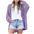 thumbnail image 2 of Lilgiuy Women's Crochet Cardigan Kimono Boho Long Sleeve Lightweight Soft Oversized Open Front Knitted Sweater,Purple,14(XXXL) Fall for 2022 Spring Winter, 2 of 5