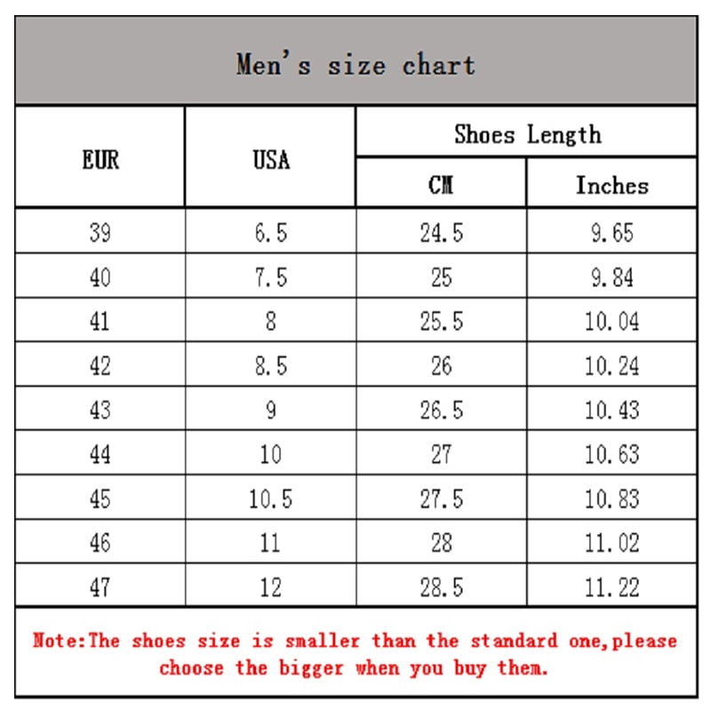 Walmart Shoe Size Chart Canada