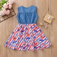 thumbnail image 2 of Gyratedream Toddler & Little Girls Sleeveless 4th of July Dress Denim Tops Splicing American Flag Skirts, 2 of 7
