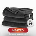 thumbnail image 3 of Sunbeam Dark Shadow Nordic Premium Electric Heated Full Size Blanket, 72" x 84", 12 Heat Settings, 12-Hour Selectable Auto-Off, Machine Washable, 3 of 11