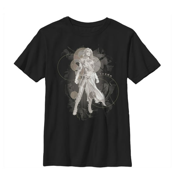 Boy's Marvel Eternals Thena Circles  Graphic Tee Black Medium