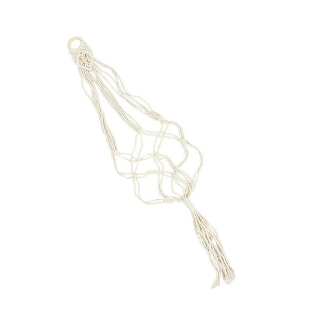 Woven Macrame Ukulele Hanger for Decor in White Color Cotton and Linen 12.5 inches