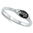 thumbnail image 4 of CHOOSE YOUR COLOR Women's Oval Black CZ Ring .925 Sterling Silver Band Jewelry Female Size 7, 4 of 4