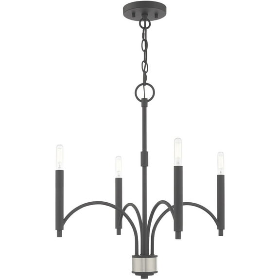 4 Light Scandinavian Gray Mini Chandelier with Steel base material