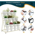 thumbnail image 6 of 3 Tier plant stands outdoor With 12PCS Buckets, Metal Flower Stand with Wheels for Indoor, Outdoor Display Rack Heavy Duty Moving Plant Cart Shelf for Living Room, 6 of 10