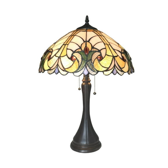 CHLOE Lighting AMOR Tiffany-style 2 Light Victorian Table Lamp 16" Shade