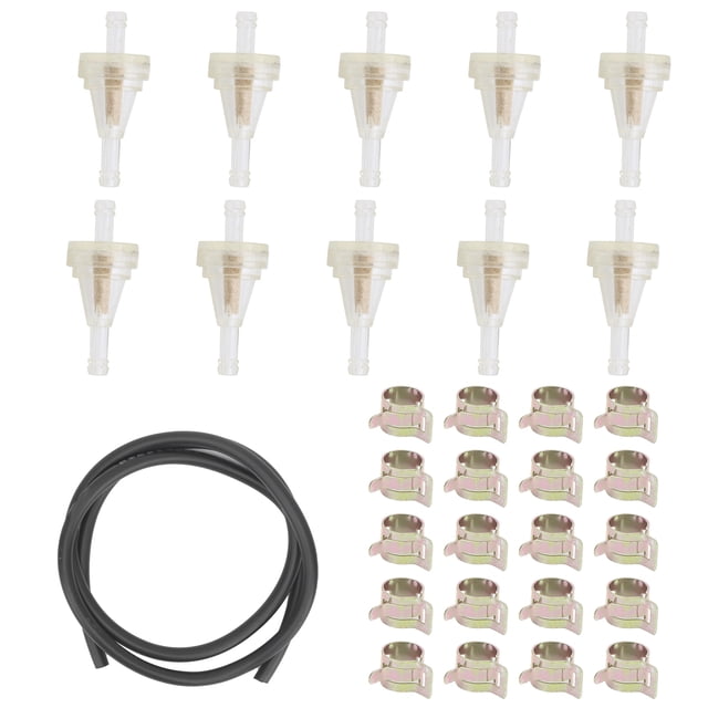 Inline Fuel Filter, 1/4" Fuel Filter 10Pcs No Leakage for Lawn Mowers for Snowmobile