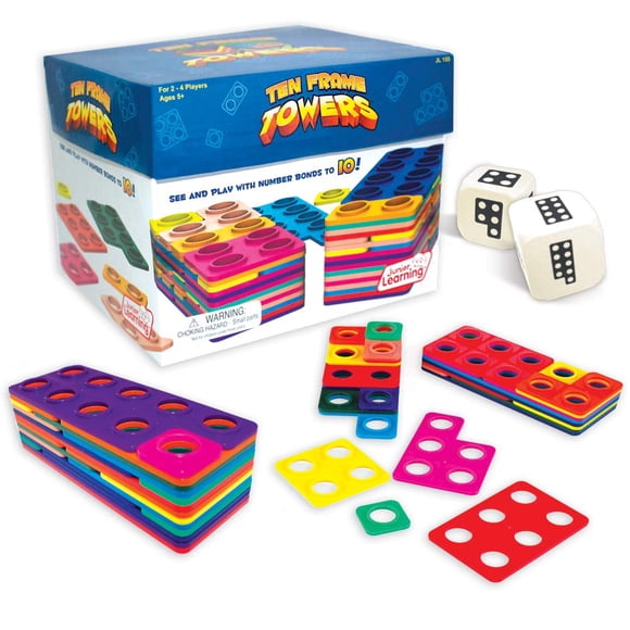 Juego de mesa Junior Learning Ten Frame Towers con letras magnéticas