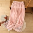 thumbnail image 2 of Levmjia Women's Embroidered Capri Pants High Waisted Wide Leg Cropped Trousers with Pockets Casual Loose Fit Elastic Waist Summer Pants, 2 of 9