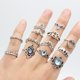 thumbnail image 4 of Juego de 15 anillos apilables para nudillos para mujer, con diamantes de imitación de cristal, conjuntos de anillos vintage con nudo medio para adolescentes y niñas, 4 of 5