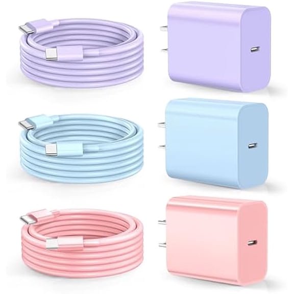 Quyaojz for Compatible with iPhone 17/16/15 Charge Fast Charging, 20W USB C Wall Charger with 3Pack 10FT USB C Cable, Type C Fast Charger Compatible with Phone/Android/Phone/Samsumg/Pad