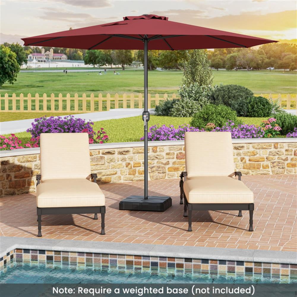 Resenkos Outdoor Garden Umbrella,Market Umbrella,12 Feet Patio Umbrella with Crank Handle and 8 Sturdy Ribs-Red