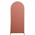 thumbnail image 2 of BalsaCircle 5 ft Terracotta Fitted Matte Spandex Round Top Wedding Arch Backdrop Stand Cover Party Events Decorations, 2 of 7