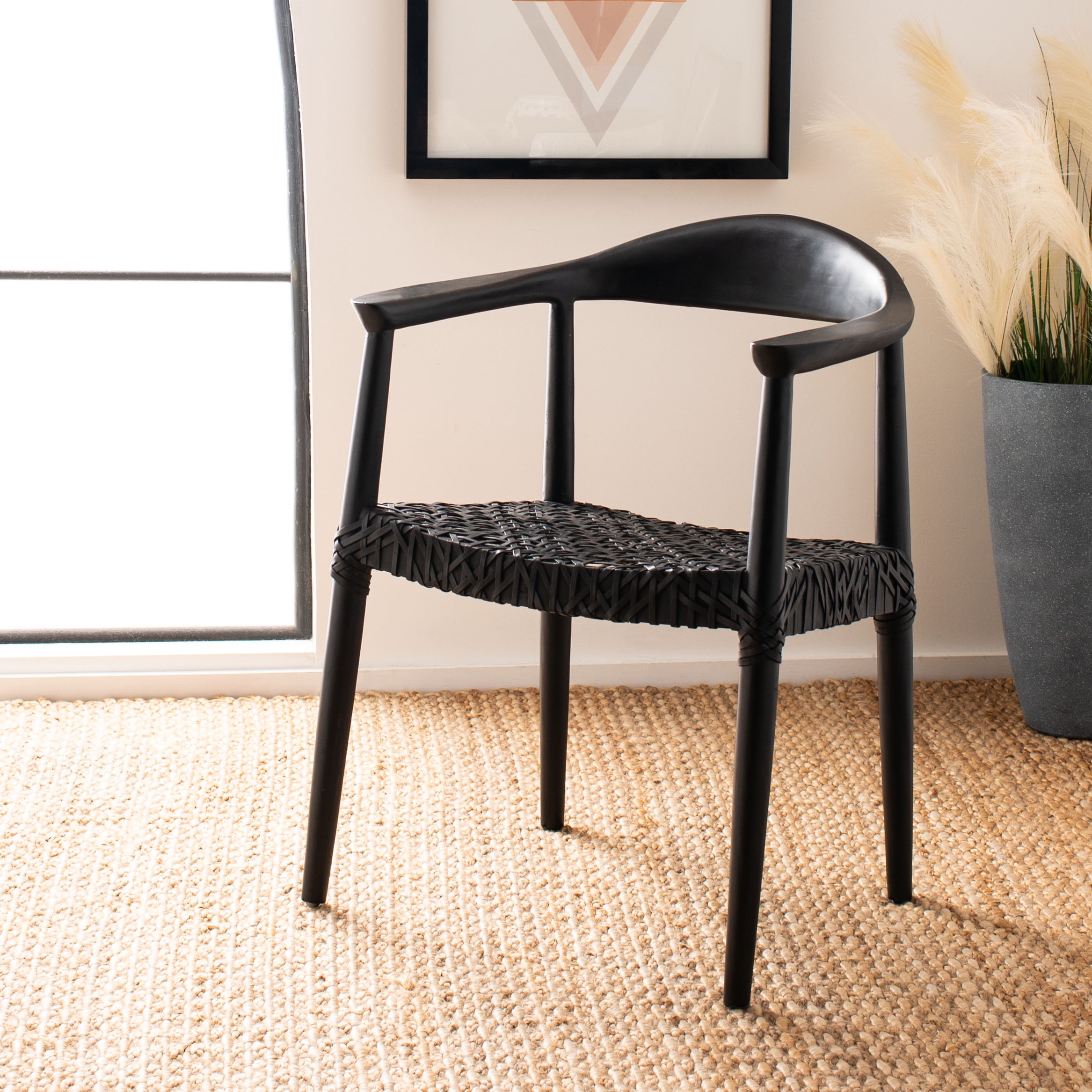 Safavieh Juneau Modern Leather Woven Accent Chair - Walmart.com