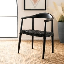 SAFAVIEH Juneau Modern Leather Woven Accent Chair, Black