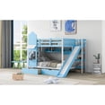 thumbnail image 3 of Newboti Furniture Full-Over-Full Castle Style Bunk Bed with 2 Drawers 3 Shelves and Slide - Blue NO.70211, 3 of 16