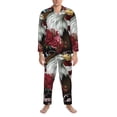 thumbnail image 3 of Lsque Eagle With Hat And Roses Pattern Long Sleeve Pajama Set for Men - Soft 2-Piece Sleepwear and Loungewear Set with Pockets, Comfy Nightwear-XX-Large, 3 of 7