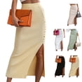 thumbnail image 2 of Falda Ajustada Dividida Con Botones Falda Midi Ajustada Falda Dividida De Punto Acanalado Falda Ajustada Split Bodycon Midi Falda Cintura Alta Botón Decoración Lateral Split ANGGREK Amarillo claro S, 2 of 6