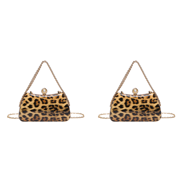 Bolso Noche Leopardo Hombro Con Cadena para Mujer Mano Fiesta Graduación() Amarillo
