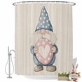 thumbnail image 2 of Shower Curtain for Bathroom Cute Easter Farm Gnome Waterproof Bath Curtains Shower Curtains with Hooks,Blue Dwarf with Egg on Retro Line Bathroom Curtain Privacy Drapes for Bathtubs Toilet 72x72in, 2 of 9