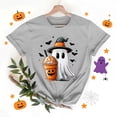 thumbnail image 6 of Women's Halloween Graphic Tees Funny Ghost Witch Hat T-Shirts Short Sleeve Crewneck Pumpkin Coffee Print Fall Casual Holiday Party Tops Cute Novelty Shirts, 6 of 6