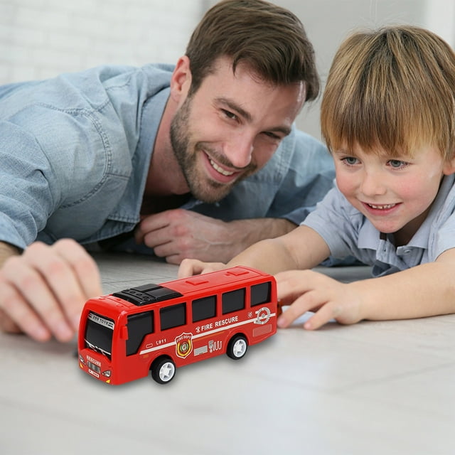 Pull Back Toy Bus, Usavan Realistic Durable Pull Back Car, High Speed Fun Educational Toy for KidsToddlers Boys Girls