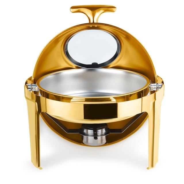 Plat de Buffet 9 L, Réchaud de Restauration, Ensemble de Plats Ronds pour Frottement au Buffet, Ensemble de Réchauds de Buffet et de Frottement en Acier Inoxydable avec Couvercle Visible, Rond