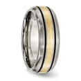 thumbnail image 4 of Chisel Titanium Antiqued and Brushed with 14k Gold Inlay 8mm Grooved Band, 4 of 7