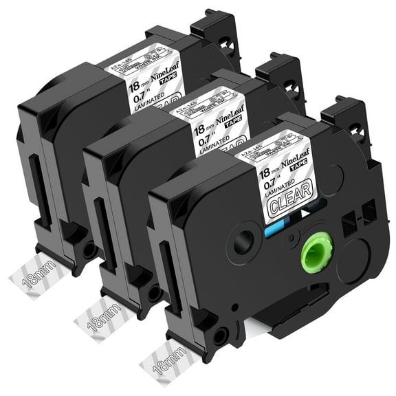 NineLeaf 3 Pack Compatible for Brother P-touch TZe-145 TZe145 TZ-145 TZ145 18mm 3/4'' White on Clear Laminated TZe TZ Label Tape 0.7" x 26.2ft