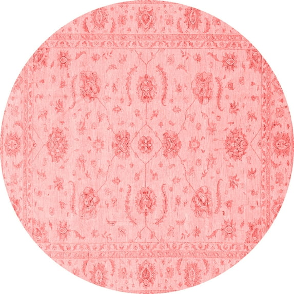 Ahgly Company Machine Washable Indoor Round Oriental Red Traditional Area Rugs, 5' Round