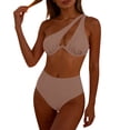 thumbnail image 3 of cocolona Womens One-shoulder Bikini Sets Summer Cute Solid Color Two Piece Swimsuits Vacation Beach Swimwear, 3 of 6