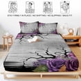 thumbnail image 5 of Twin Sze Fitted Sheet Set - Halloween 2 Piece Bedding Sets 16" Deep Pocket Fitted Sheet with 1 Pillowcase, Vintage Rustic Floral Horror Trees Branches Gray Brushed Microfiber Hotel Luxury Bed Sheets, 5 of 9