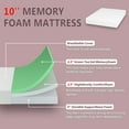 thumbnail image 4 of PayLessHere 10 Inch Green Tea Memory Foam Mattress,Removable Soft Cover,Queen, 4 of 8