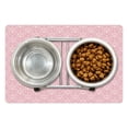 thumbnail image 1 of Pink Damask Pet Mat for Food and Water, Thin Delicate Look Floral Abstract Continuous Royal Flowers Illustration, Non-Slip Rubber Mat for Dogs and Cats, 18" X 12", by Ambesonne, 1 of 2