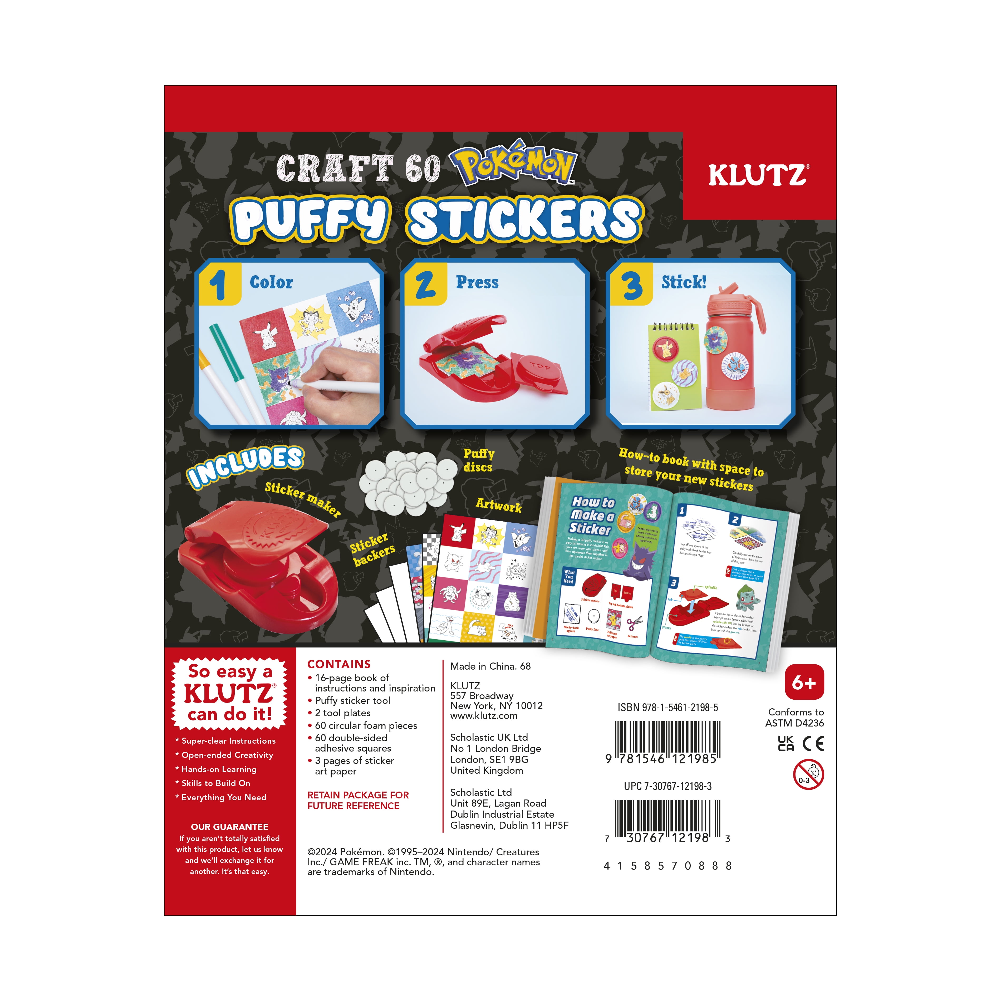 Klutz Pokemon Color-In 3D Puffy Stickers