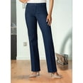 thumbnail image 4 of Pantalones Casuales de Cintura Alta y Corte Recto Holgado para Mujer con Bolsillos Azul Oscuro XL, 4 of 7