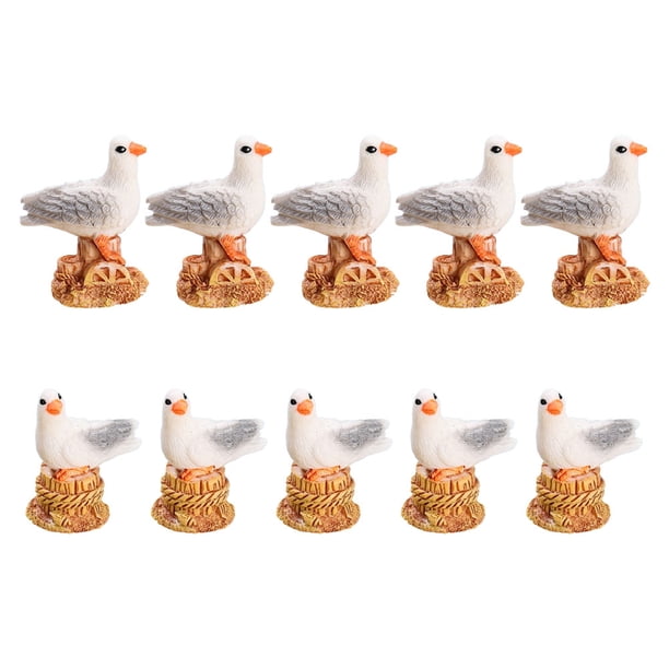 12 piezas de gaviota para decoración de jardín, micropaisaje, figura de ave marina, decoración de escritorio, estatua de gaviota, escultura de decoración náutica.