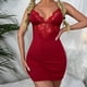thumbnail image 5 of Camisón de encaje sin espalda con escote en V exquisito para mujer Babydoll Cut-Out Sleepdress Fridja nalpqowj38768, 5 of 7