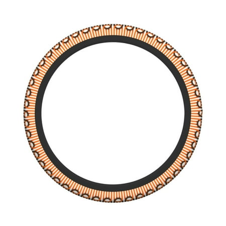 XMXY Car Steering Wheel Cover, Brownish Yellow Shapes Non-Slip Jeep Truck Universal Elastic Steering Wheel Protector 15 inch