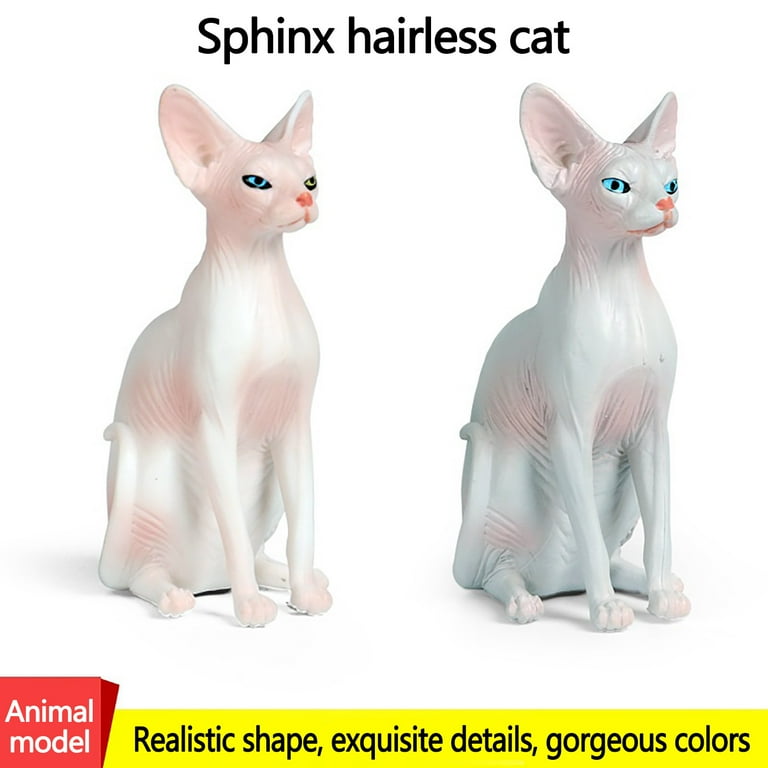 SDJMa Simulated Hairless Cat Model Figure Toy Realistic Sphynx Hairless Cat Figurines Collection Playset Science Educational Props Toy