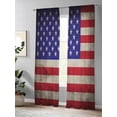 thumbnail image 4 of Sheer Curtains 84 Inches Long, American Flag Light Filtering Window Curtains for Living Room/Bedroom, USA Flag Retro Rod Pocket Voile Sheer Curtain Drapes, 52"W x 84"L, 2 Panels, 4 of 8