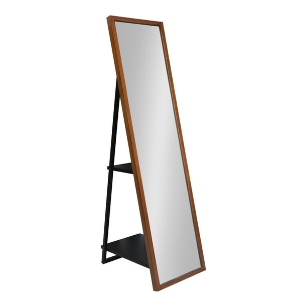 Kate and Laurel Museum Easel FullLength Standing Storage Mirror, 16x60, Brown