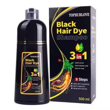 Natural Hair Dye Ginger Color Shampoo 3 in 1 for Men and Women 500ml- Black