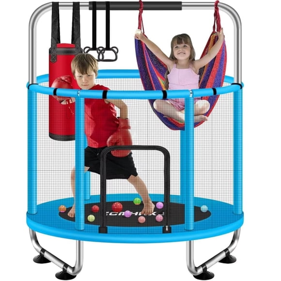 Trampolín Infantil de 55 Pulgadas – Certificado – Mini Trampolín con Red de Seguridad – 181 kg – Ajustable – Interior y Exterior
