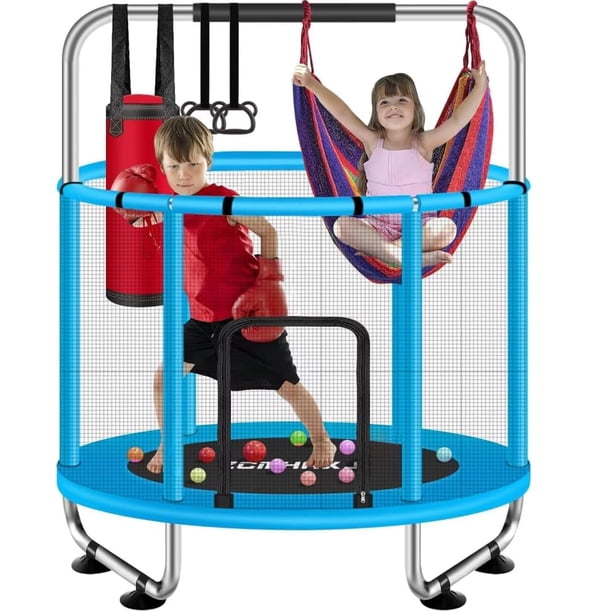 Trampolín Infantil de 55 Pulgadas – Certificado – Mini Trampolín con Red de Seguridad – 181 kg – Ajustable – Interior y Exterior