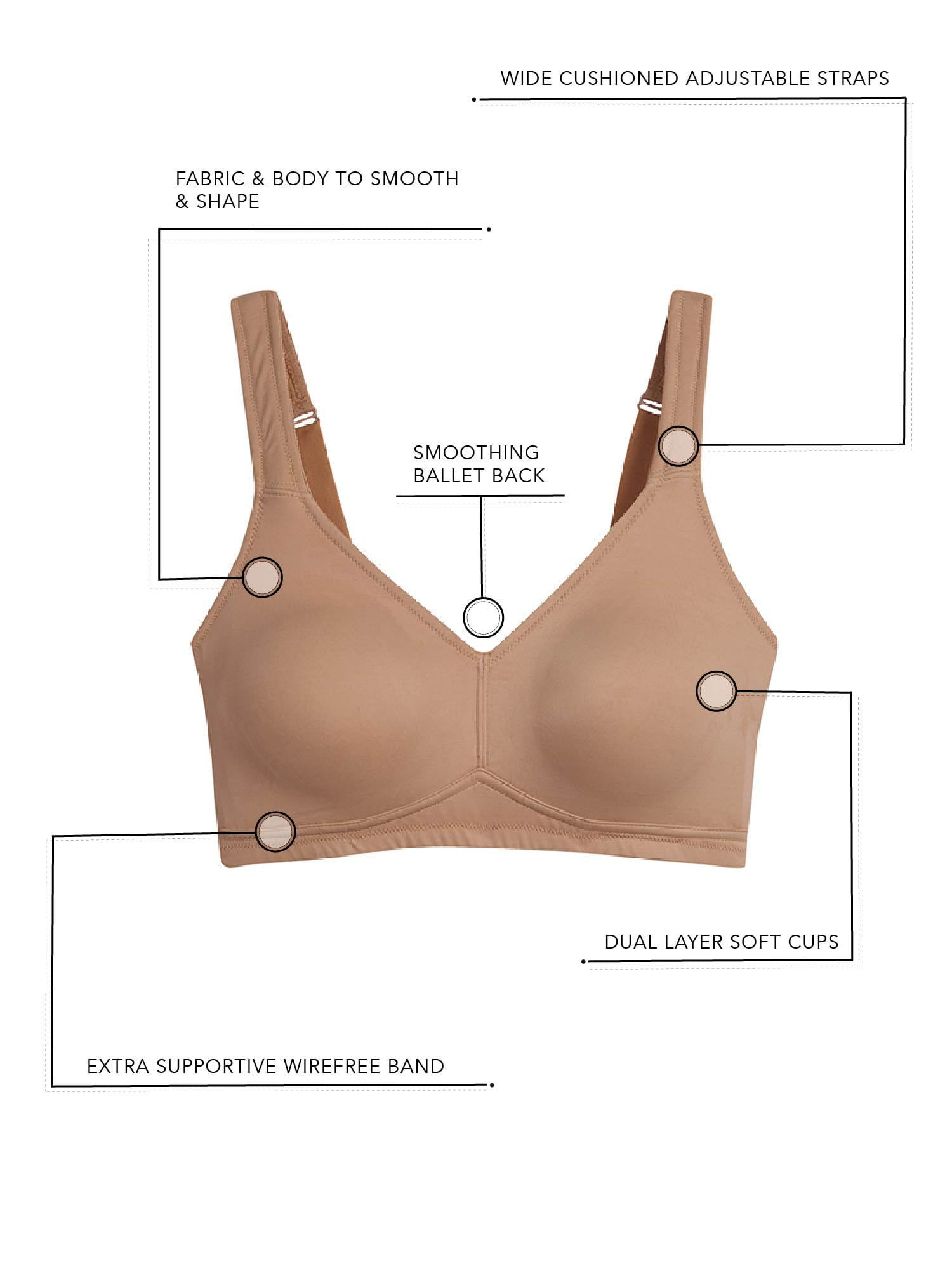 Leading Lady, The Claire, Unpadded Wireless Everyday Bra, Medium Support, Full Coverage, Padded Straps, Smooth Microfiber (Women's & Women's Plus)