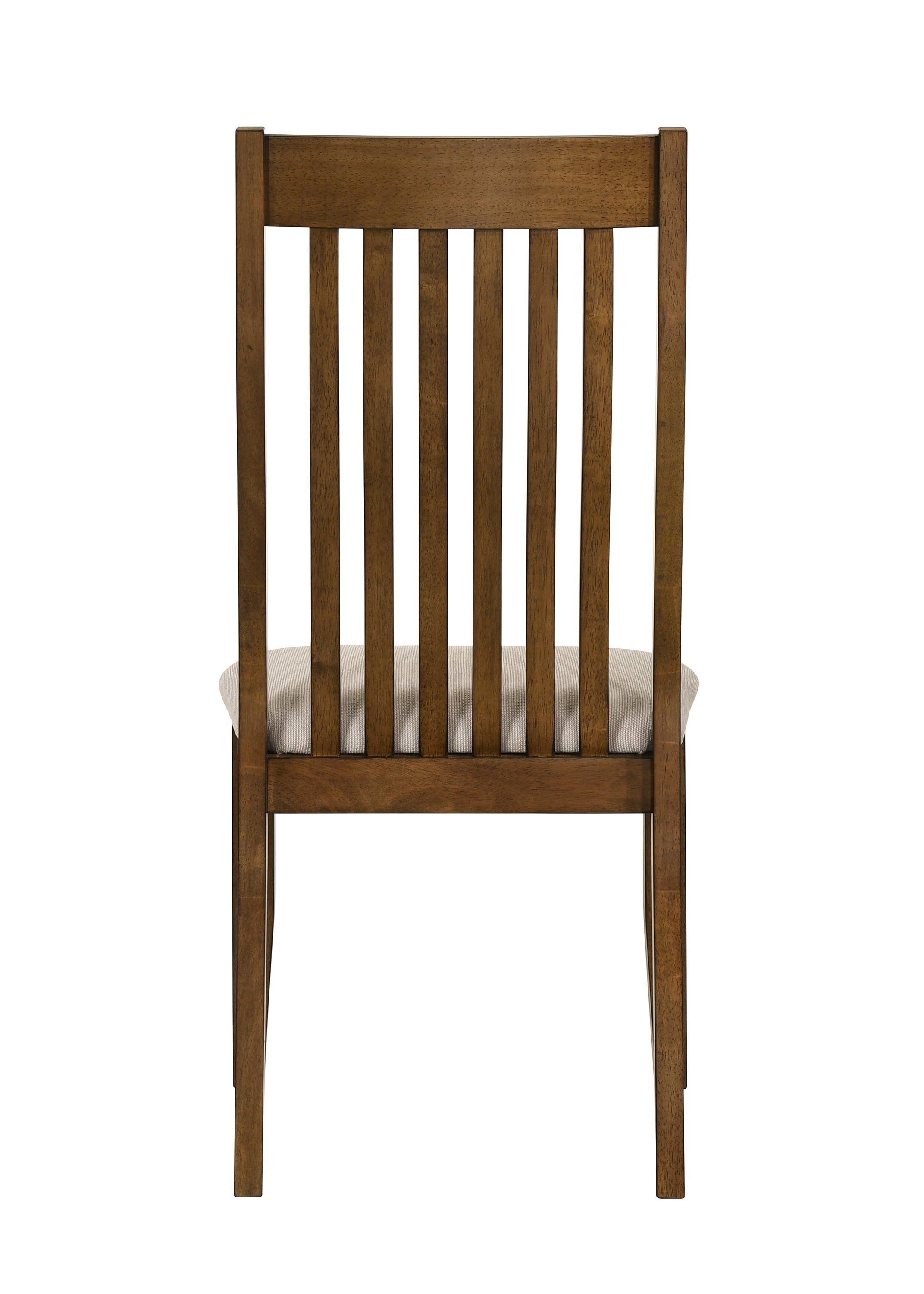 2pc Upholstered Chairs Brown Finish Beige Fabric Upholstery Wooden Dining Room Furniture