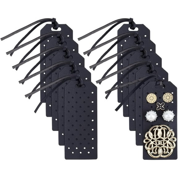 10 Sets Portable Brooch Pin Display Holder 4.7x2 Inch Leather Enamel Pin Display with Cord Black Enamel Pins Display Organizer for Jewelry Brooch Pins Collection Home Decoration Black