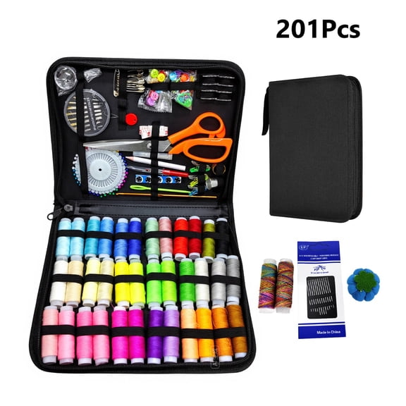 Behome Sewing Kit for Adults, 201Pcs Needle and Thread Kit, Portable Sewing Supplies Accessories for Emergency Clothing Repairs, Travel, and Home Mending